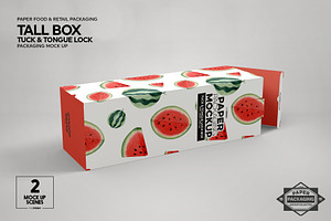 Tall Box Tuck&Tongue Lock Mockup