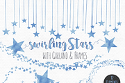 Light Blue Watercolor Star Trails, an Object Illustration by ClipartBrat Graphics (Thumbnail 6 of 6)