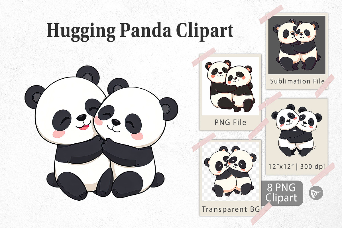 Hugging Panda Clipart, a Graphic by Artnoy (Photo 1 of 5)