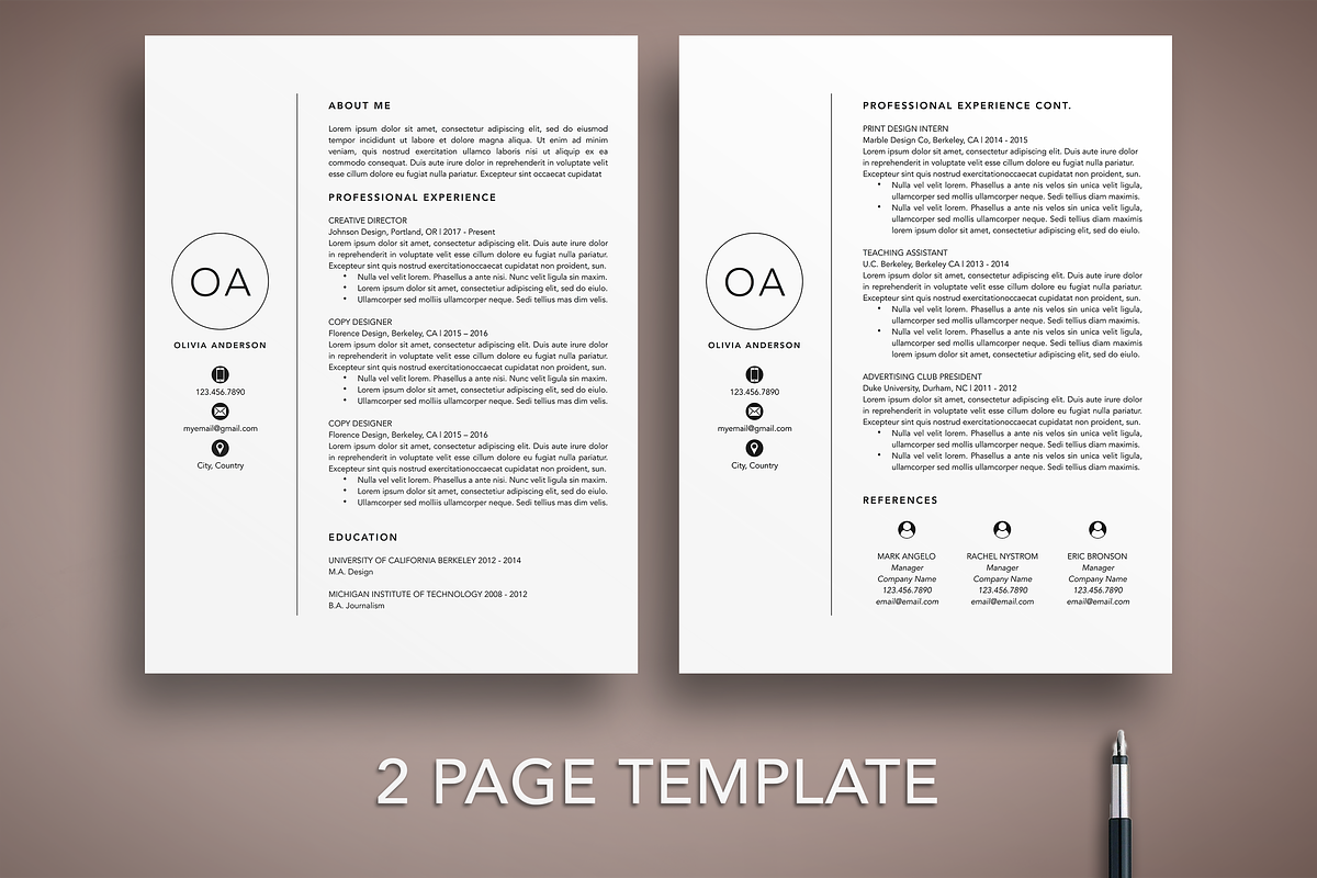 Modern Resume CV Template Mac + PC, a Resume Template by The Creative Resume (Photo 2 of 8)