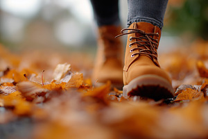 Close up of woman walking in autumn, a Nature Photo by MistyDay