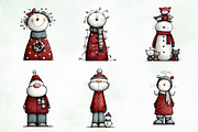 Whimsical Quirky Snowman Clipart, an Illustration by Creative Art (Thumbnail 7 of 13)