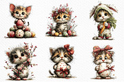 Whimsical Easter Kitten Clipart, an Illustration by Craft Nest (Thumbnail 3 of 11)