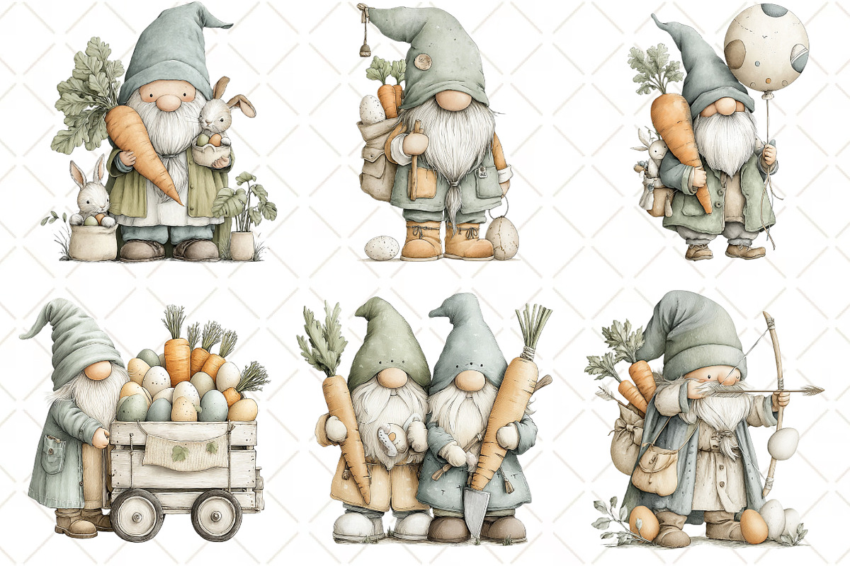 Whimsical Easter Gnome Clipart, an Illustration by Black Bird Studio (Photo 3 of 6)