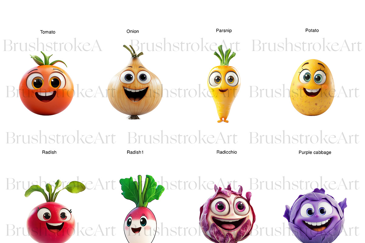 Cute Vegetables Clipart, Cute Carrot, a Food Illustration by BrushstrokeArtGB (Photo 5 of 9)