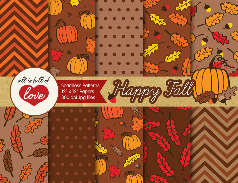 Brown Fall Foliage Backgrounds, a Pattern Graphic by All is full of Love