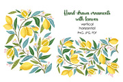 Two hand-drawn ornaments with lemons, a Decorative Illustration by KupalinaArt (Thumbnail 1 of 4)