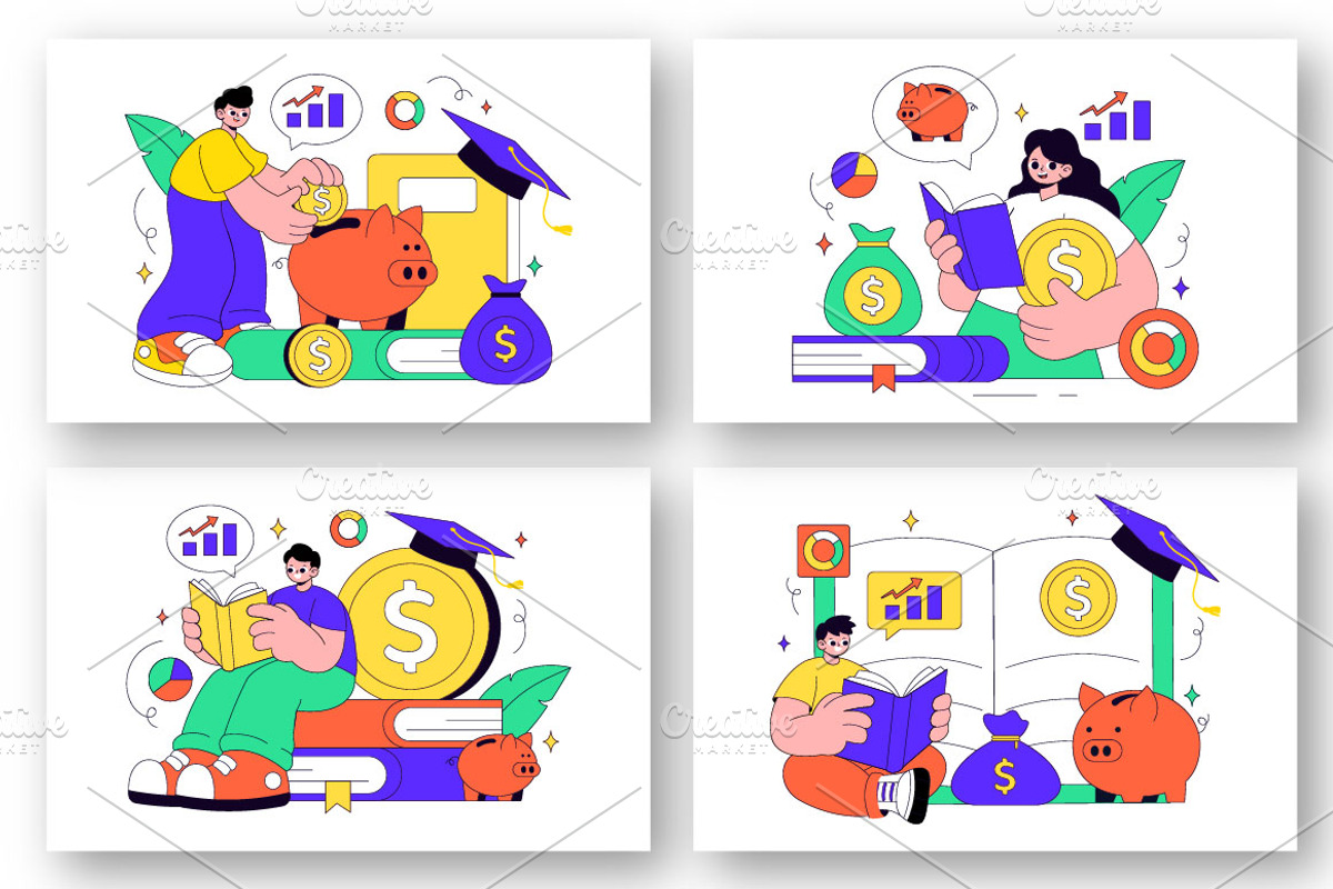 10 Financial Literacy Illustration, a Finance Illustration by denayunebgt (Photo 2 of 4)