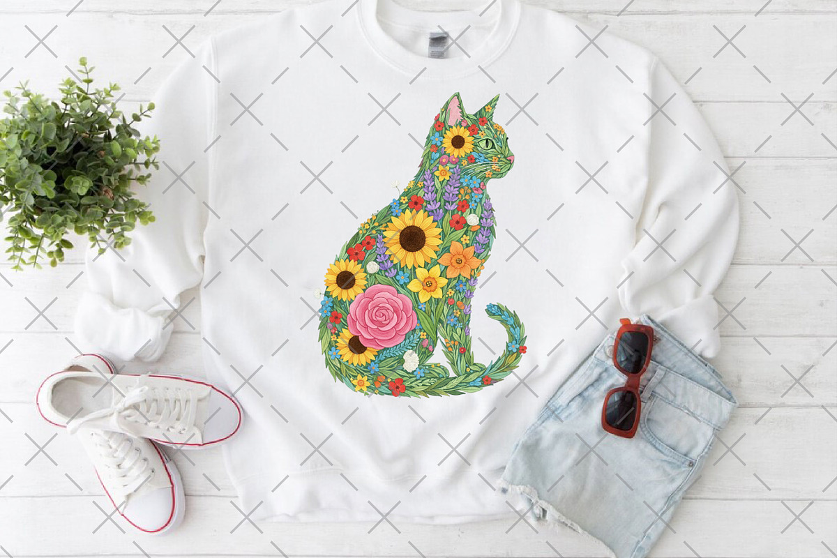 Wildflower Cat PNG, an Illustration by Craft Nest (Photo 3 of 6)