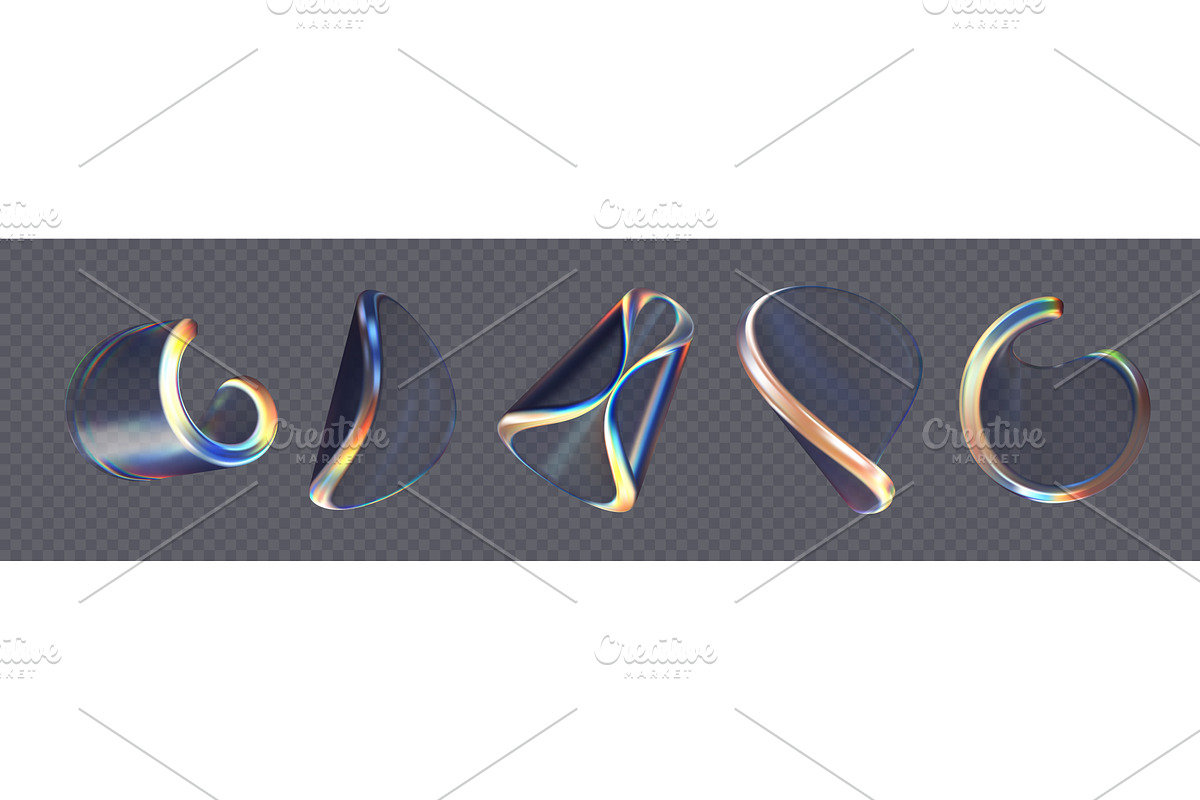 Set of 3d transparent glossy twist, an Illustration by Liudmyla Matviiets
