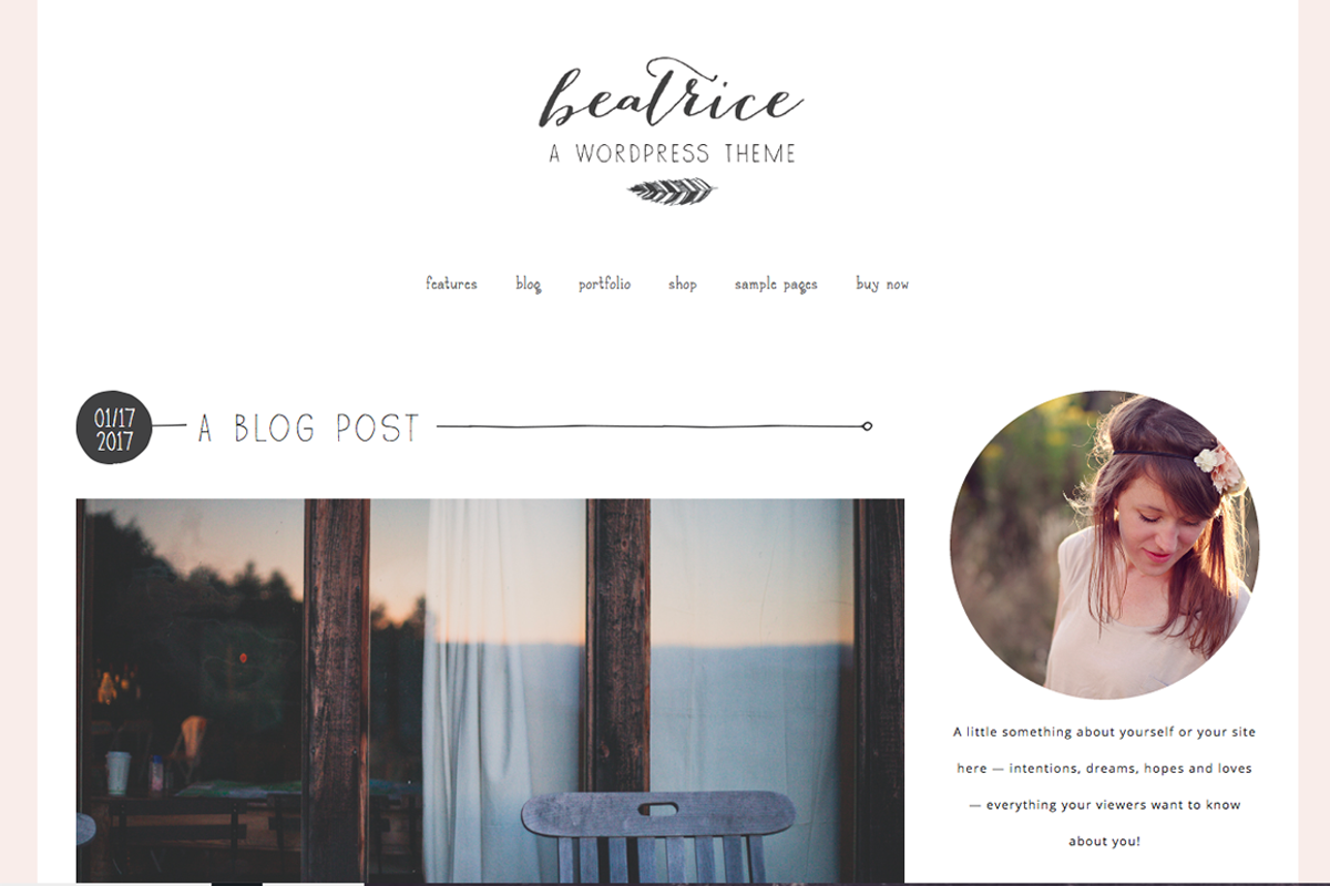Beatrice Wordpress Theme, a WordPress Template by brave + beautiful designs (Photo 2 of 4)