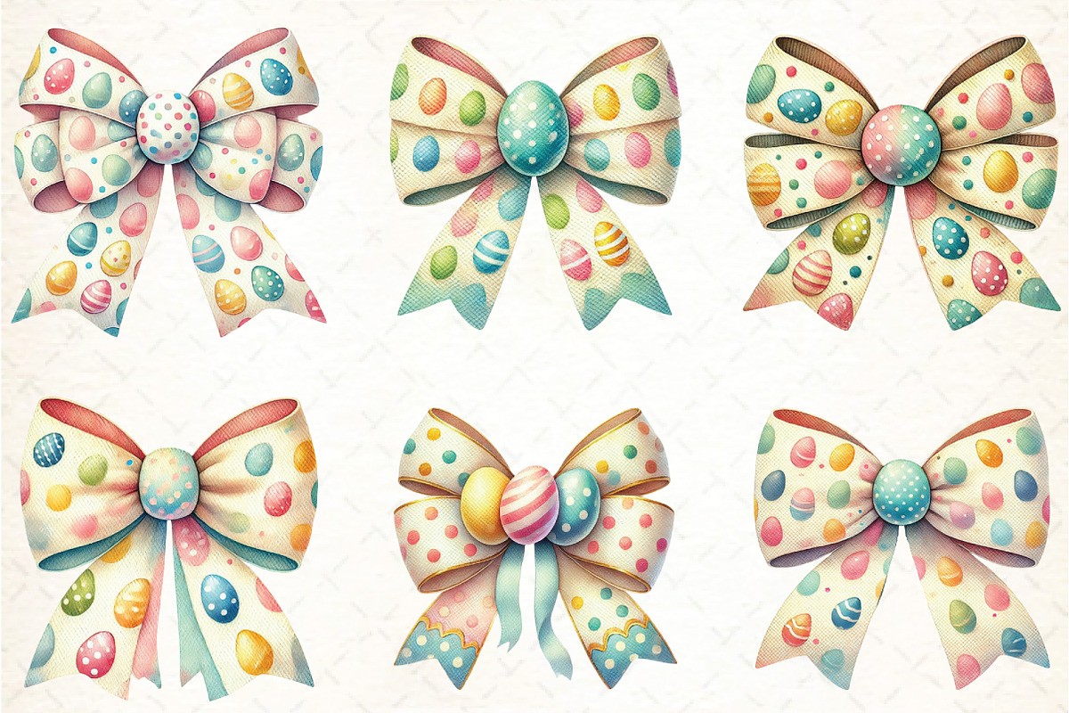 Easter Eggs Coquette Bow Clipart, an Illustration by DreamCafeArt (Photo 2 of 5)