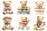 Watercolor Beige Teddy Bear Nursery, an Illustration by Libby Wishes (Thumbnail 3 of 5)