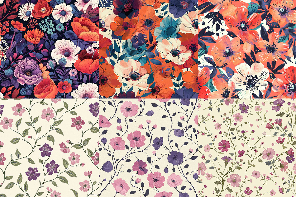 Meadow Floral Digital Paper, a Texture Illustration by DreamPrint404 (Photo 5 of 7)