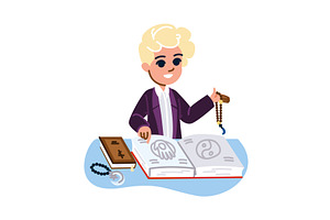 Young student learning religion and, an Illustration by pikepicture