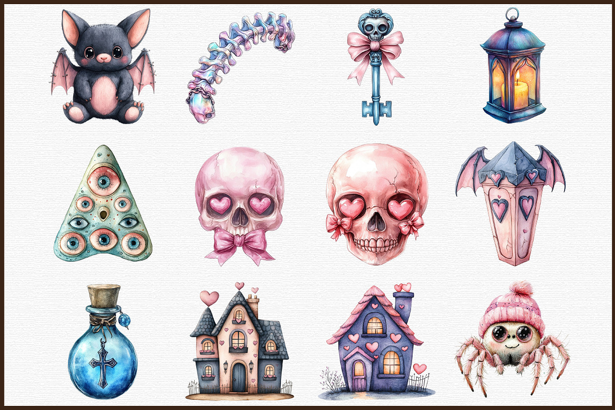 Pastel Goth Halloween Clipart, an Illustration by Sublimation Artist (Photo 3 of 6)