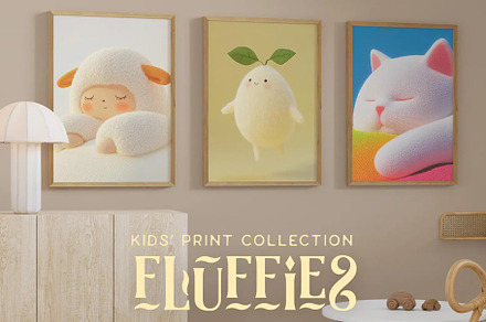 Fluffies: Trendy Kids Digital Prints, a Background Graphic by Purple