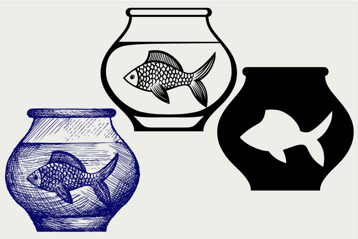 Fish in aquarium SVG, an Outline Icon by LineworkStock