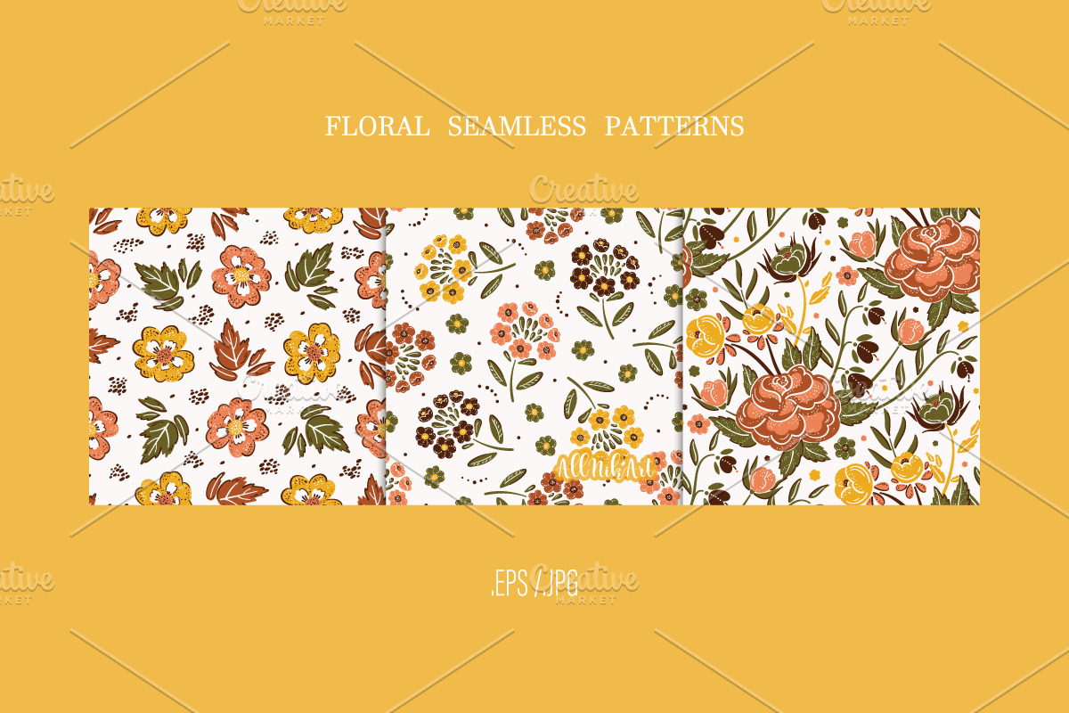 Autumn Wildflowers Digital Paper Set, a Pattern Graphic by AllNikArt (Photo 6 of 6)