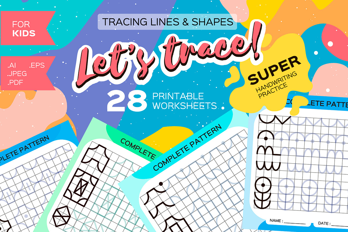 Tracing Lines & Shapes, Worksheets., an Education Illustration by Masherdraws (Photo 1 of 4)