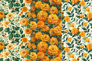 8 Marigold Garden Seamless Patterns