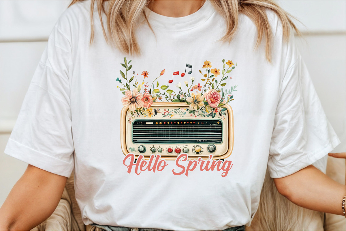Hello Spring Radio with Flower PNG, an Illustration by Libby Wishes (Photo 2 of 4)