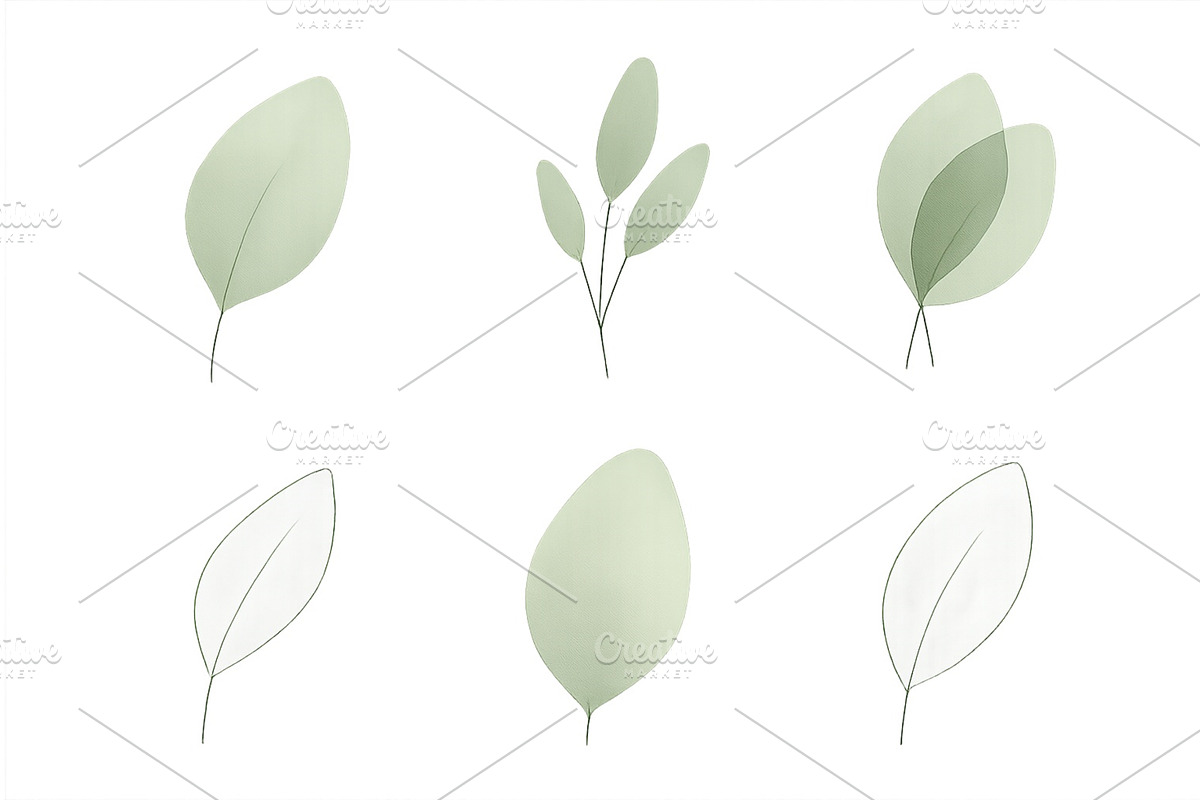 Six delicate green leaves arranged, an Object Illustration by ZinetroN