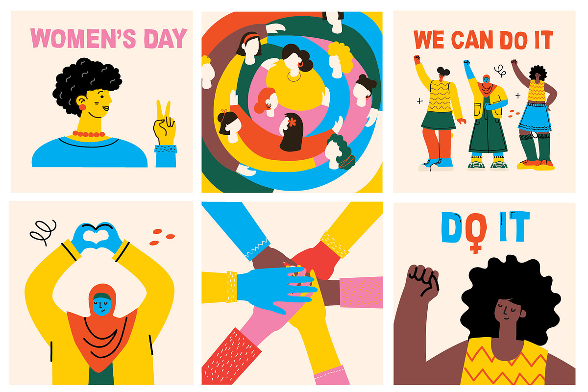Women's Day illustrations set, a Seasonal Illustration by Virinaflora (Photo 3 of 5)