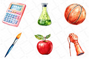 Watercolor Fun School Activities Cli, an Illustration by DreamPrint404 (Thumbnail 3 of 6)