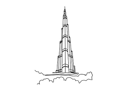 Burj Khalifa Line Art Illustration#2