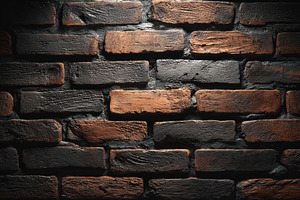 Dark wall made of textured bricks, a Photo by Pavel_design