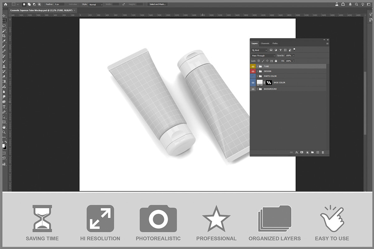 Cosmetic Squeeze Tube PSD, an Advertising Mockup by Bruno's Shop (Photo 2 of 3)