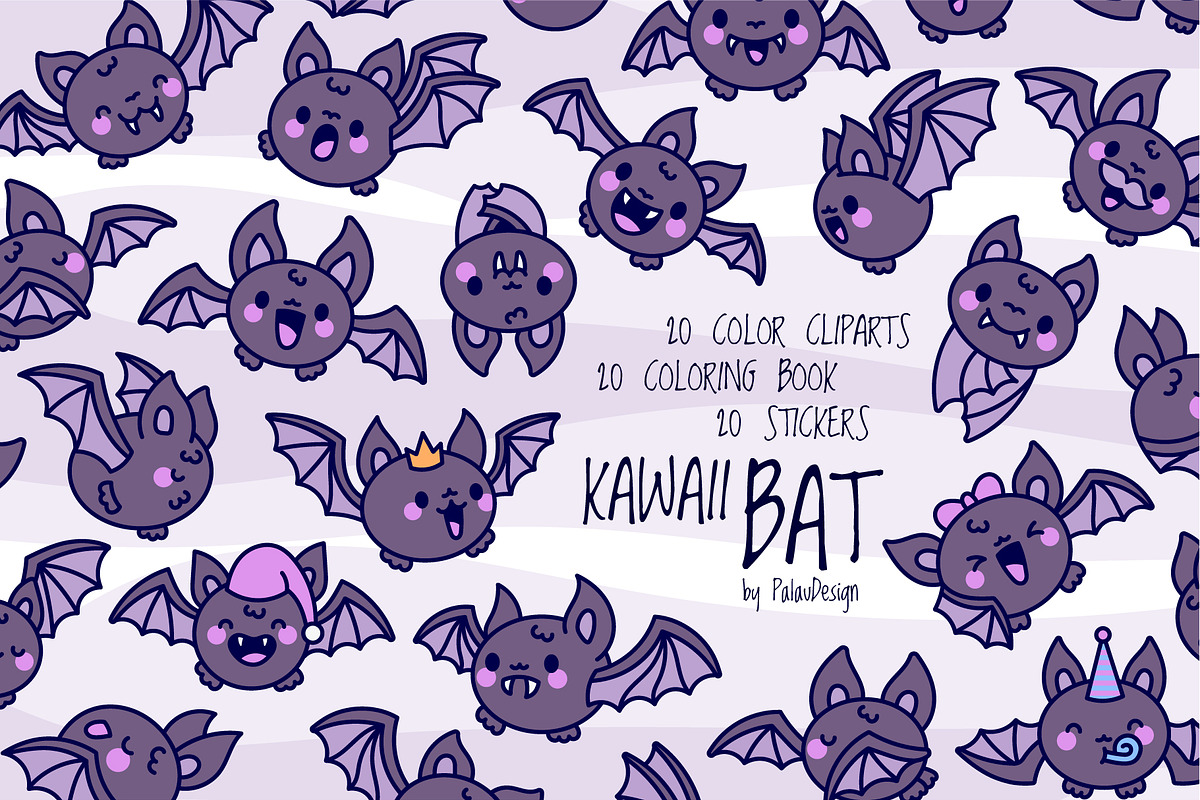 Bat Halloween Clipart Set, an Animal Illustration by Palau (Photo 1 of 12)