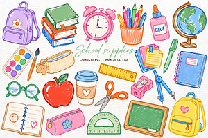 School Supplies Clipart Teacher PNG, an Education Illustration by SugarCloudStudioArt