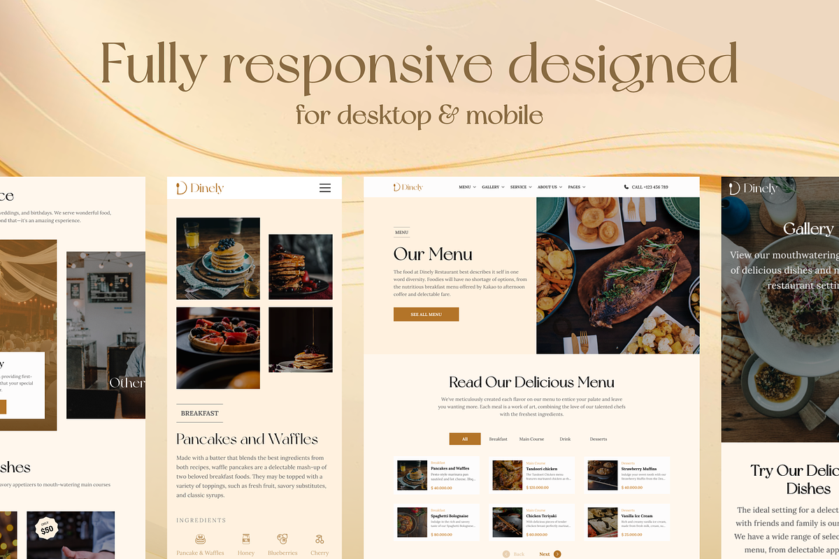 Dinely - Luxury Restaurant Website, an UI Kit Template by dhuhacreative (Photo 7 of 16)