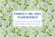 Forget-Me-Not Flourishes Pattern, a Pattern Graphic by Rebecca Flaherty (Thumbnail 1 of 3)