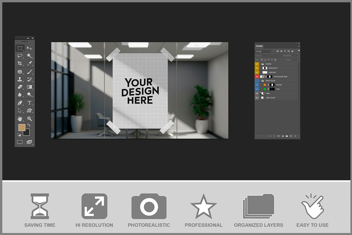 Office Glass Paper PSD, a Product Mockup by Bruno's Shop (Photo 2 of 3)