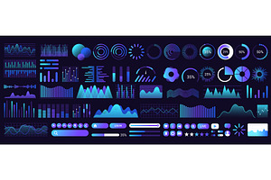 Blue UI dashboard elements, a Technology Illustration by Flashvector