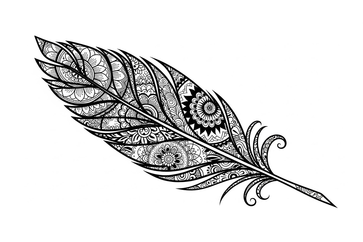 Ornamental Feather SVG Bundle, an Illustration by yasushie (Photo 2 of 31)