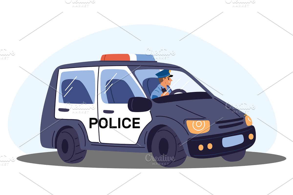 Police car. Patrol officer driver, a Transportation Illustration by Vectorbuum