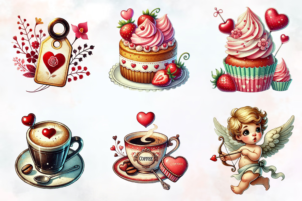 Retro Valentine Day Clipart, an Illustration by RobertsArt (Photo 5 of 7)