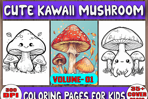 Cute Kawaii Mushroom Coloring KDP 1