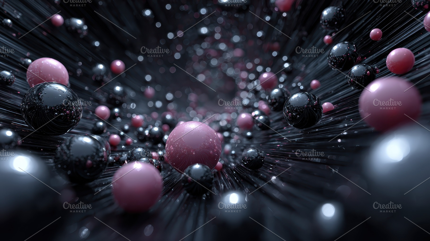Pink and Black Spheres in Motion Abs, a Photo by Pixeness Studio