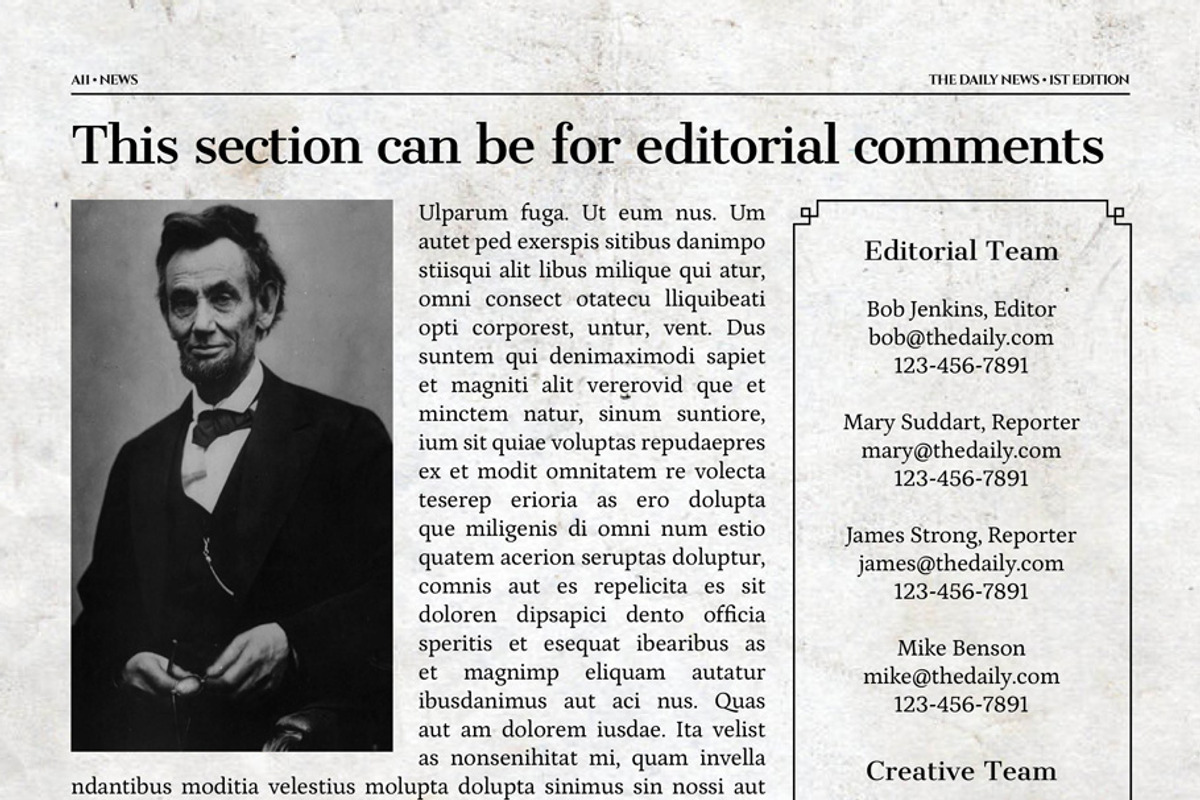 Vintage InDesign Newspaper Template, a Flyer Template by Newspaper Templates (Photo 12 of 12)