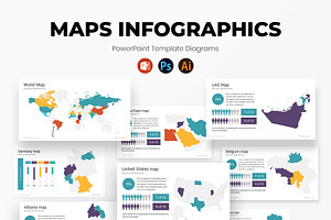 Maps PowerPoint infographics, a Presentation Template by SlideOne
