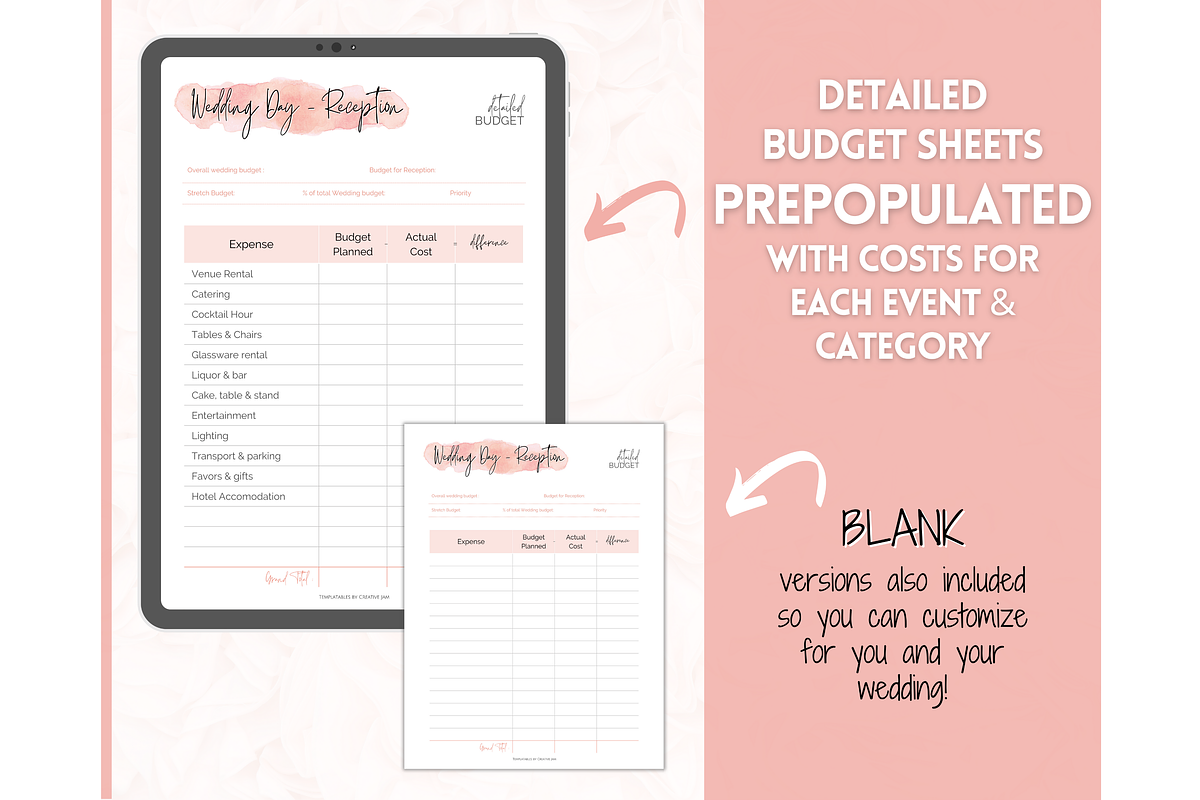 Wedding Budget Planner - Pink BUNDLE, a Templates & Theme by Templatables (Photo 7 of 10)