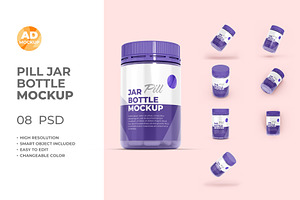Pill Jar Bottle Mockup (08 PSD)
