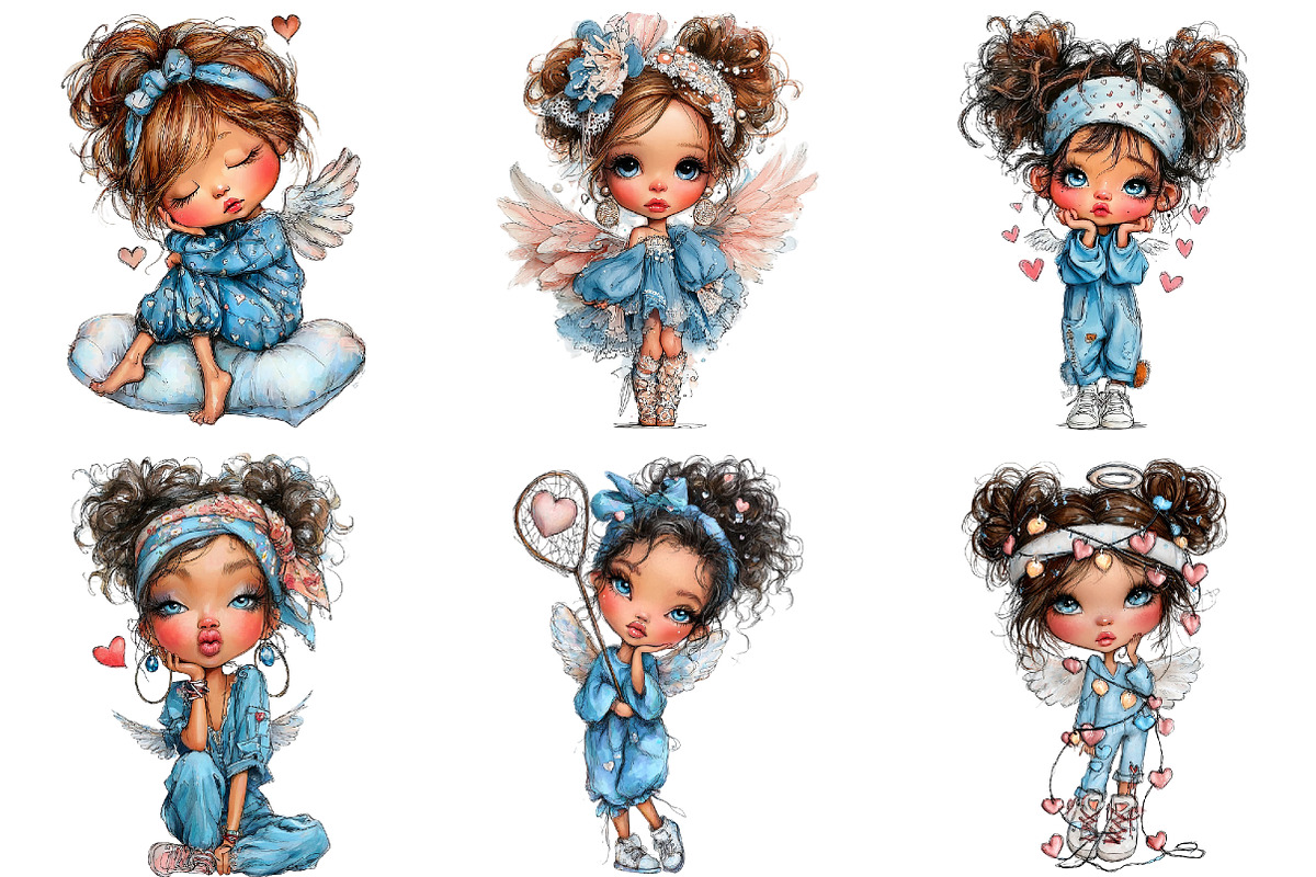 Whimsical Valentine Angel Clipart, an Illustration by DreamArtGraphic (Photo 3 of 4)