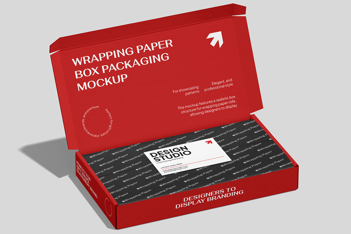 Wrapping Paper Box Packaging Mockup, a Packaging Mockup by Unerispace (Photo 2 of 5)