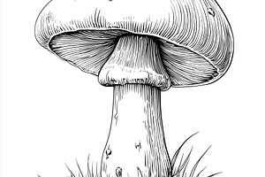Detailed hand drawn mushroom growing, a Nature Photo by MistyDay